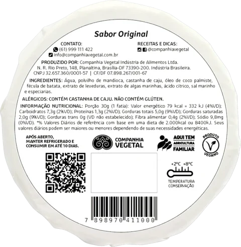 tras queijo vegetal original companhia vegatal 200g tras queijo vegetal original companhia vegatal 200g